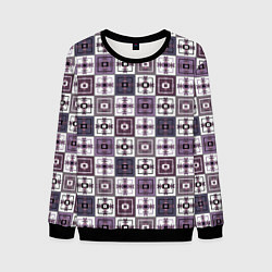 Свитшот мужской Серый сиреневый геометрический узор пэчворк, цвет: 3D-черный