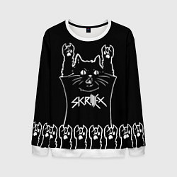Свитшот мужской Skrillex: cat rock, цвет: 3D-белый