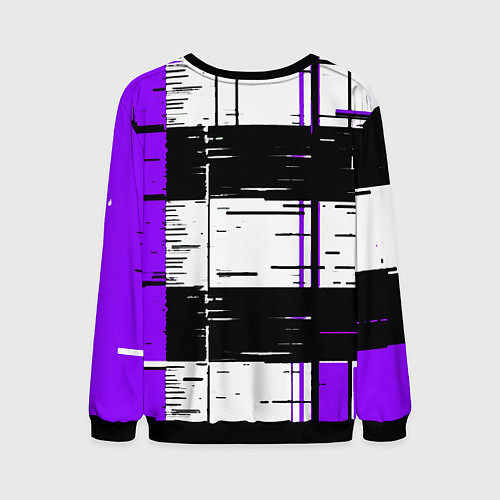 Мужской свитшот Чёрные и фиолетовые полосы на белом фоне / 3D-Черный – фото 2