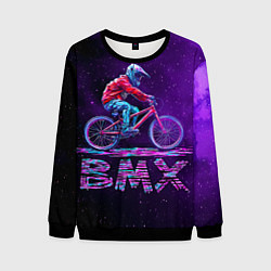 Свитшот мужской BMXер в космосе, цвет: 3D-черный