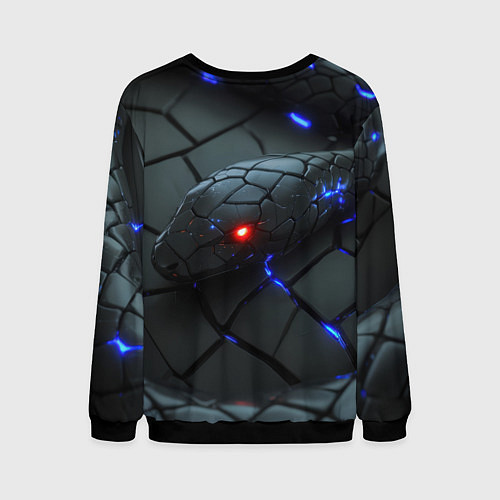 Мужской свитшот Металлическая неоновая змея / 3D-Черный – фото 2