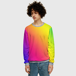 Свитшот мужской Градиент зелёно-фиолетовый насыщенный, цвет: 3D-меланж — фото 2