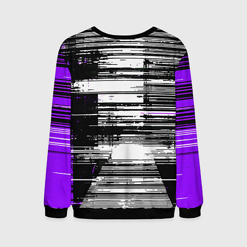 Мужской свитшот Горизонтальные чёрные линии на бело-фиолетовом фон / 3D-Черный – фото 2