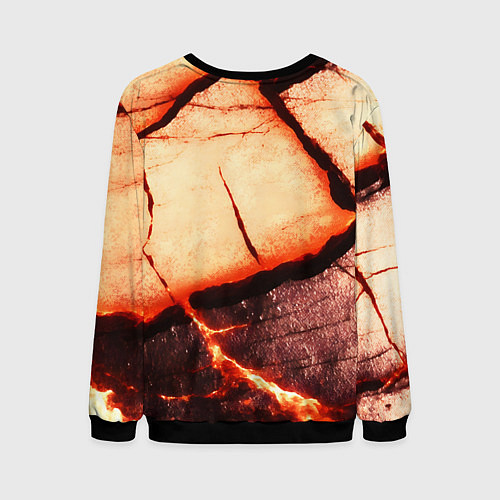 Мужской свитшот Трещины на абстрактном красном фоне / 3D-Черный – фото 2