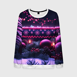 Мужской свитшот Новый год в фиолетовом свете