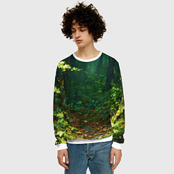 Свитшот мужской Зелёный летний лес, цвет: 3D-белый — фото 2