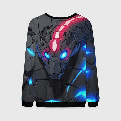 Мужской свитшот Кибер-змея / 3D-Черный – фото 2