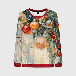 Свитшот мужской Большие и маленькие новогодние шары, цвет: 3D-красный