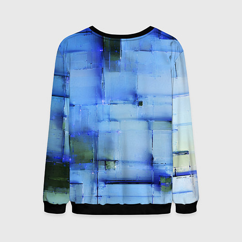 Мужской свитшот Чёрные пятна на синем фоне абстракция / 3D-Черный – фото 2
