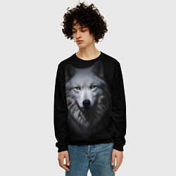 Свитшот мужской Белый волк Белобог, цвет: 3D-черный — фото 2