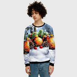 Свитшот мужской Красные и желтый новогодние шары, цвет: 3D-черный — фото 2