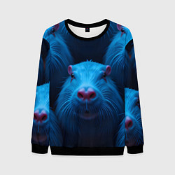 Свитшот мужской Синие капибары, цвет: 3D-черный