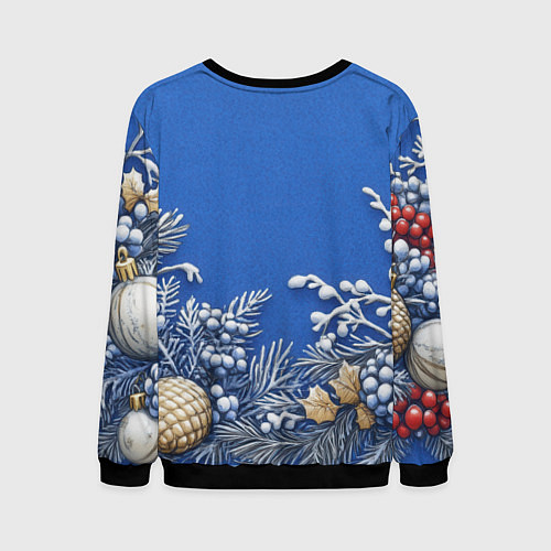 Мужской свитшот Новогодние веточки / 3D-Черный – фото 2