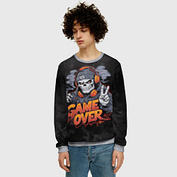 Свитшот мужской Скелет геймер с геймпадом, цвет: 3D-меланж — фото 2