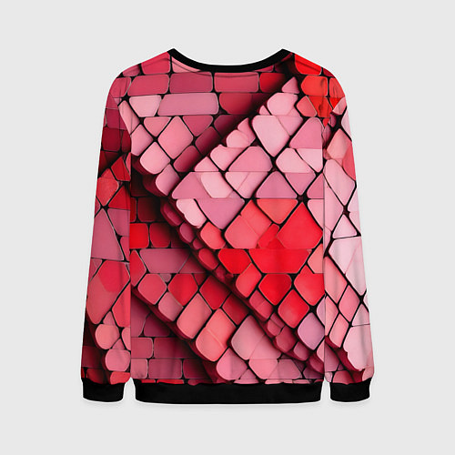 Мужской свитшот Красные рельефные плитки / 3D-Черный – фото 2