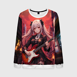 Мужской свитшот Девочка с электрогитарой аниме