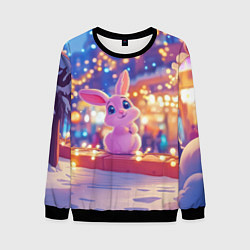 Свитшот мужской Новогодняя зайка, цвет: 3D-черный