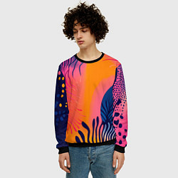 Свитшот мужской Векторная абстракция с растениями - нейросеть, цвет: 3D-черный — фото 2