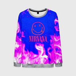 Свитшот мужской Nirvana neon flame, цвет: 3D-меланж