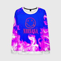 Свитшот мужской Nirvana neon flame, цвет: 3D-белый