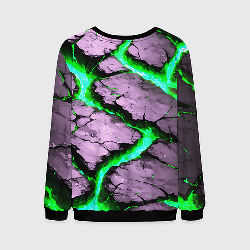 Мужской свитшот Треснувший камень зелёный / 3D-Черный – фото 2