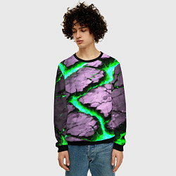 Свитшот мужской Треснувший камень зелёный, цвет: 3D-черный — фото 2
