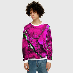 Свитшот мужской Розовый треснувший камень, цвет: 3D-белый — фото 2