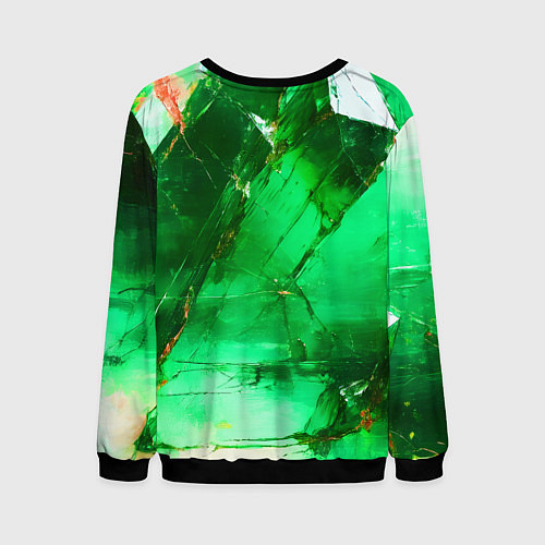 Мужской свитшот Зелёное треснувшее стекло / 3D-Черный – фото 2