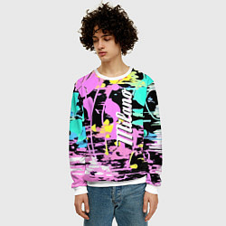 Свитшот мужской Color expressive abstraction - Milano, цвет: 3D-белый — фото 2