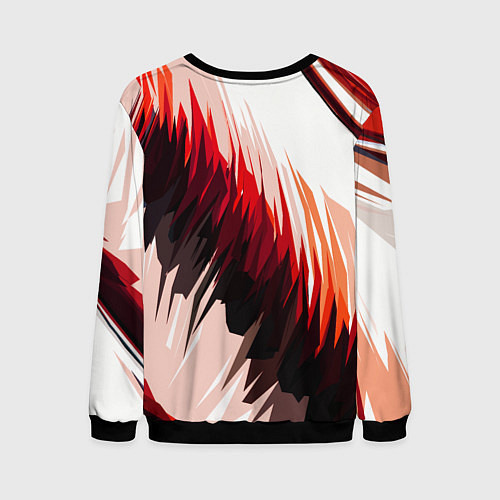 Мужской свитшот Чёрно-красные острые полосы на белом фоне / 3D-Черный – фото 2