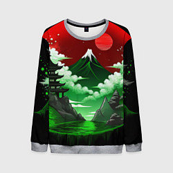 Мужской свитшот Япония красно-зеленая природа