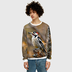 Свитшот мужской Дятел в лесу, цвет: 3D-белый — фото 2