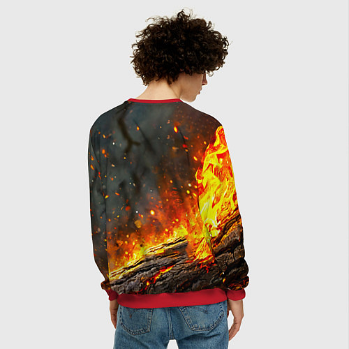 Мужской свитшот Дятел в огне / 3D-Красный – фото 4