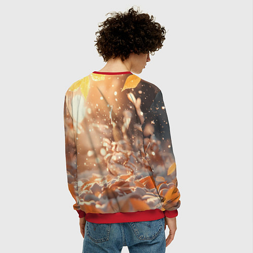 Мужской свитшот Лисица поздней осенью / 3D-Красный – фото 4
