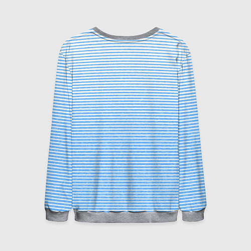 Мужской свитшот Белый с голубым текстурный в полоску / 3D-Меланж – фото 2