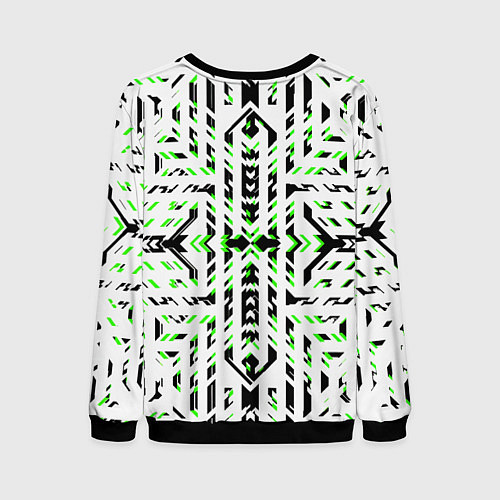 Мужской свитшот Чёрно-зелёный диагональные полосы на белом фоне / 3D-Черный – фото 2