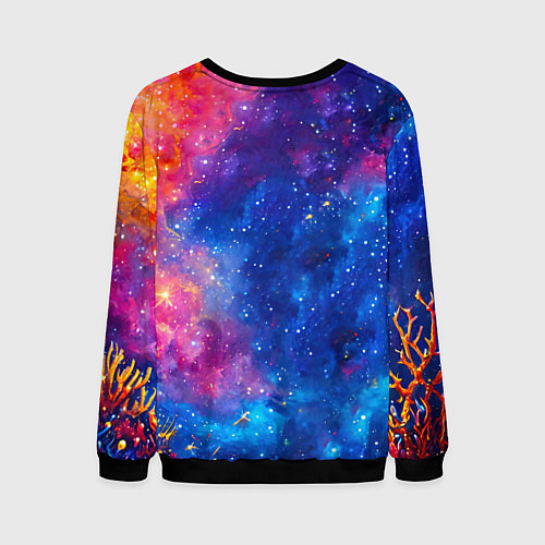 Мужской свитшот Морской конек в космосе / 3D-Черный – фото 2