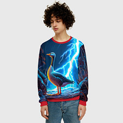 Свитшот мужской Гусь и разряд молнии, цвет: 3D-красный — фото 2