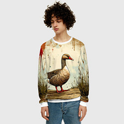 Свитшот мужской Гусь, цвет: 3D-белый — фото 2