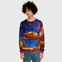 Свитшот мужской Краб в космосе, цвет: 3D-красный — фото 2