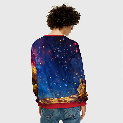 Мужской свитшот Краб в космосе / 3D-Красный – фото 4