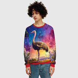Свитшот мужской Страус и звездное небо, цвет: 3D-красный — фото 2