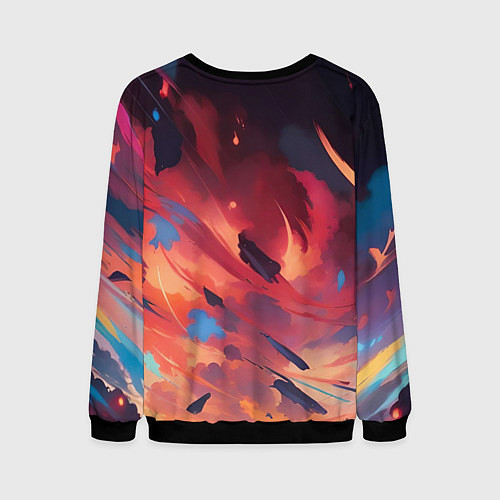 Мужской свитшот Аниме девушка и ветер / 3D-Черный – фото 2