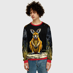 Свитшот мужской Кенгуру на черном, цвет: 3D-красный — фото 2