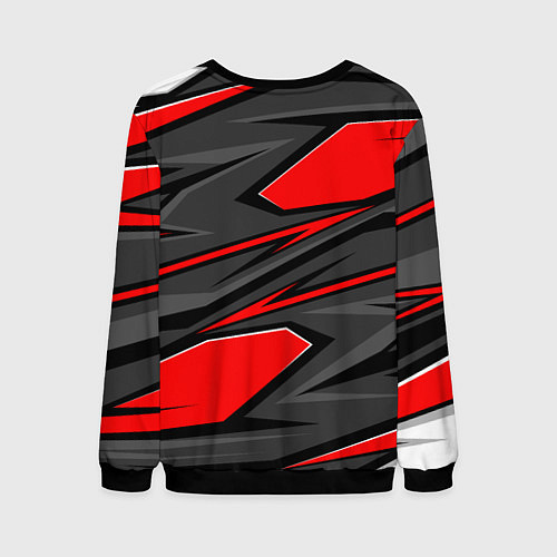 Мужской свитшот Toyota - красная абстракция / 3D-Черный – фото 2