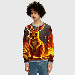 Свитшот мужской Кенгуру в огне, цвет: 3D-меланж — фото 2