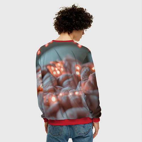 Мужской свитшот Котик с сердечком / 3D-Красный – фото 4