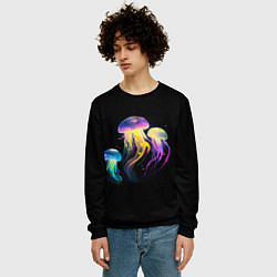 Свитшот мужской Танец трёх медуз, цвет: 3D-черный — фото 2