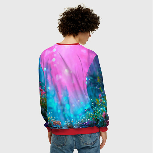 Мужской свитшот Коровка в сказочном лесу / 3D-Красный – фото 4