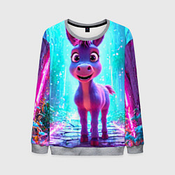 Свитшот мужской Ослик в неоновых искрах, цвет: 3D-меланж